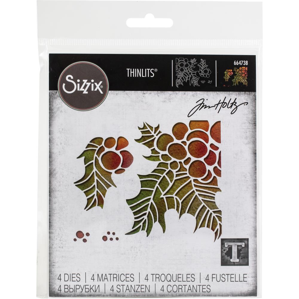 Sizzix Thinlits Dies By Tim Holtz 4/Pkg Holly Pieces