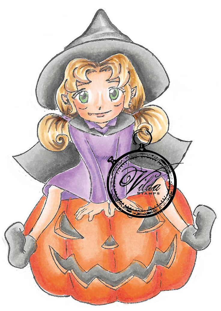Witch on pumpkin