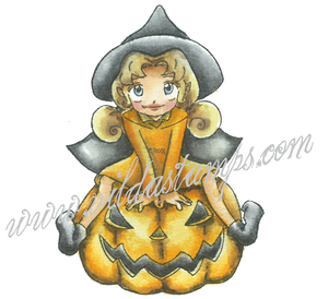 Witch on pumpkin