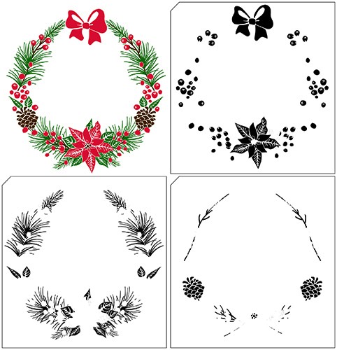  Layered stamps with position edge: Xmas wreath 