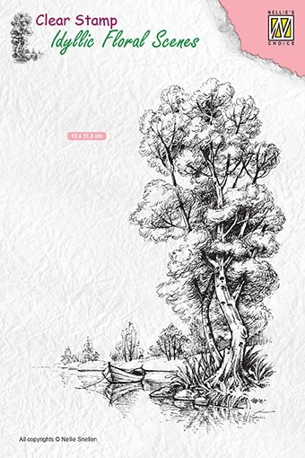 Clear stamps Idyllic Floral scenes "tree with boat" 
