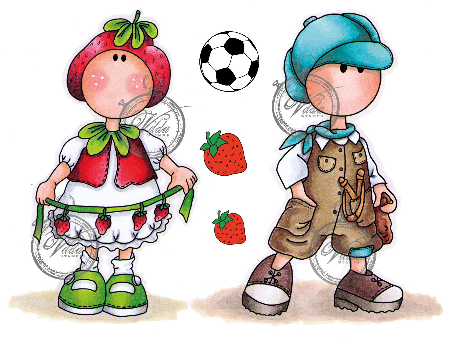 Boy and strawberry girl