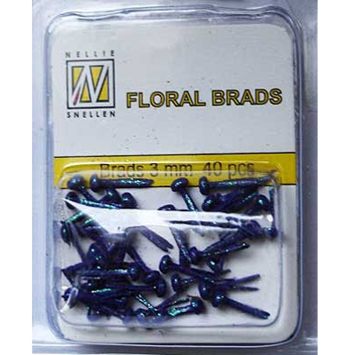 Mini Floral Brads - Purple - Glitter