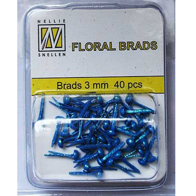 Mini Floral Brads - Sapphire - Glitter