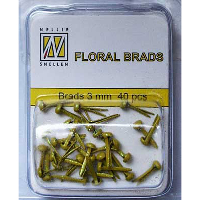 Mini Floral Brads - Yellow - Glitter