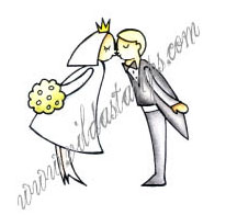 Kissing bridal couples