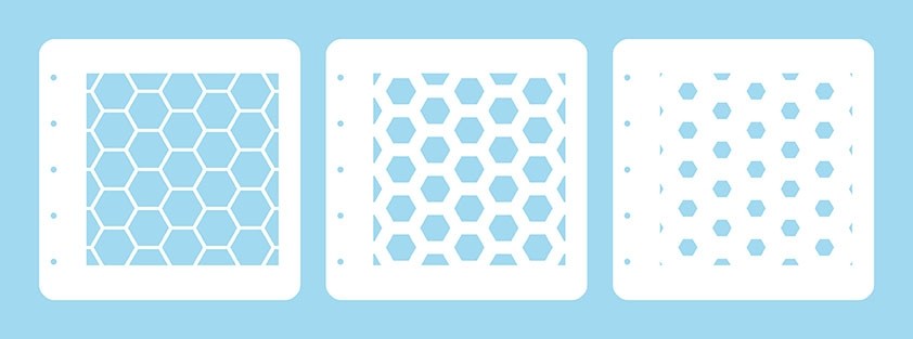  Layered combi Set of 3 stencils "Honeycomb" A6