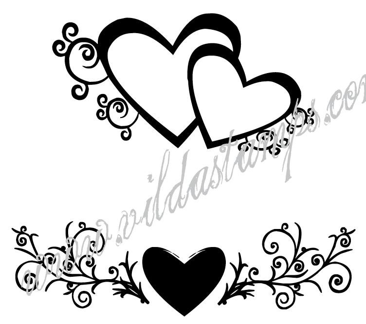 Hearts with swirls