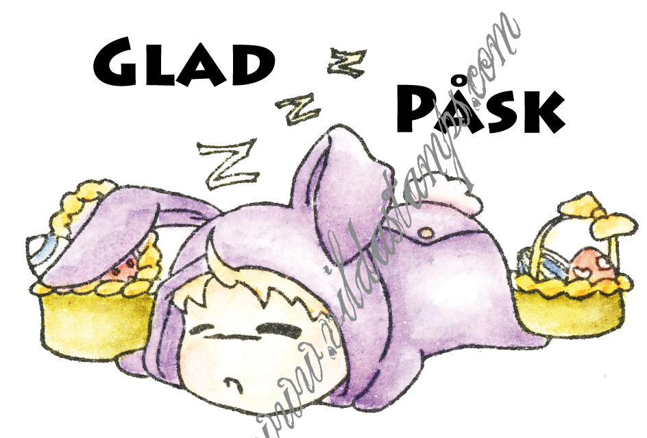 Sleeping easterbunny, "Glad Påsk"