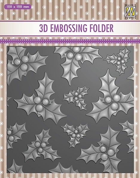 3D Embossing folder "holly leaves & berries"