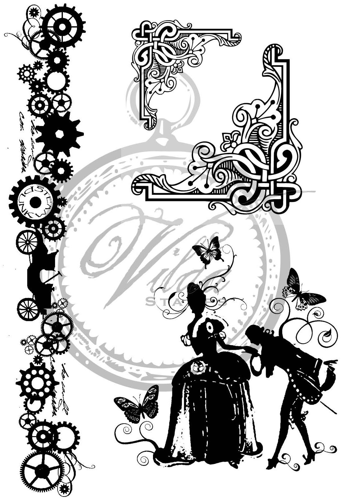 Steampunkbård, Victorianskt Collage, Dekorativa hörn