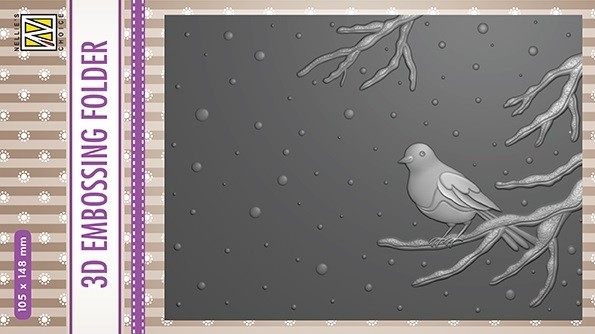 3D Embossing folder "bird on branch"