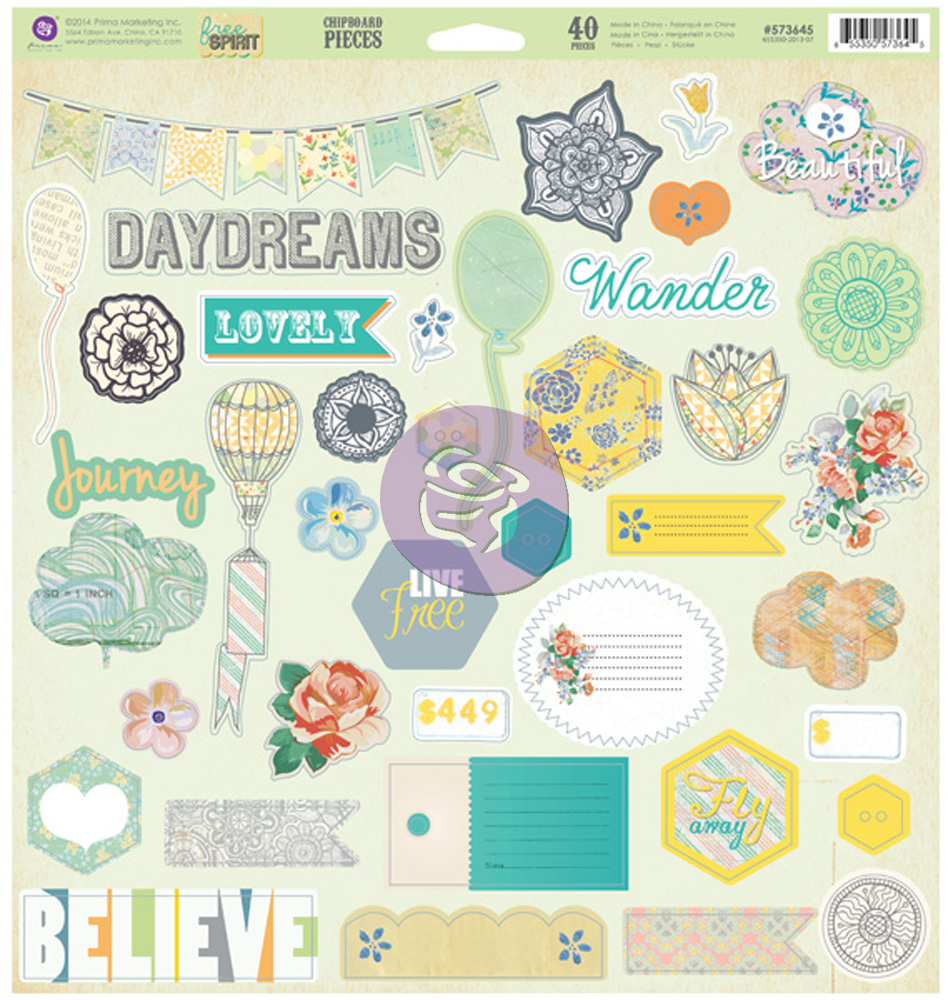 Chipboard 12x12 - Free Spirit