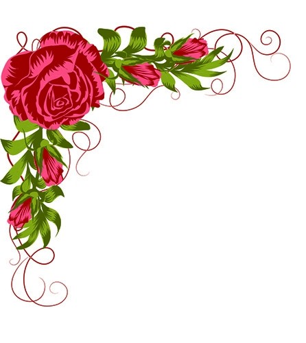 Layered stamps w.position edge: roses corner,4 pcs.