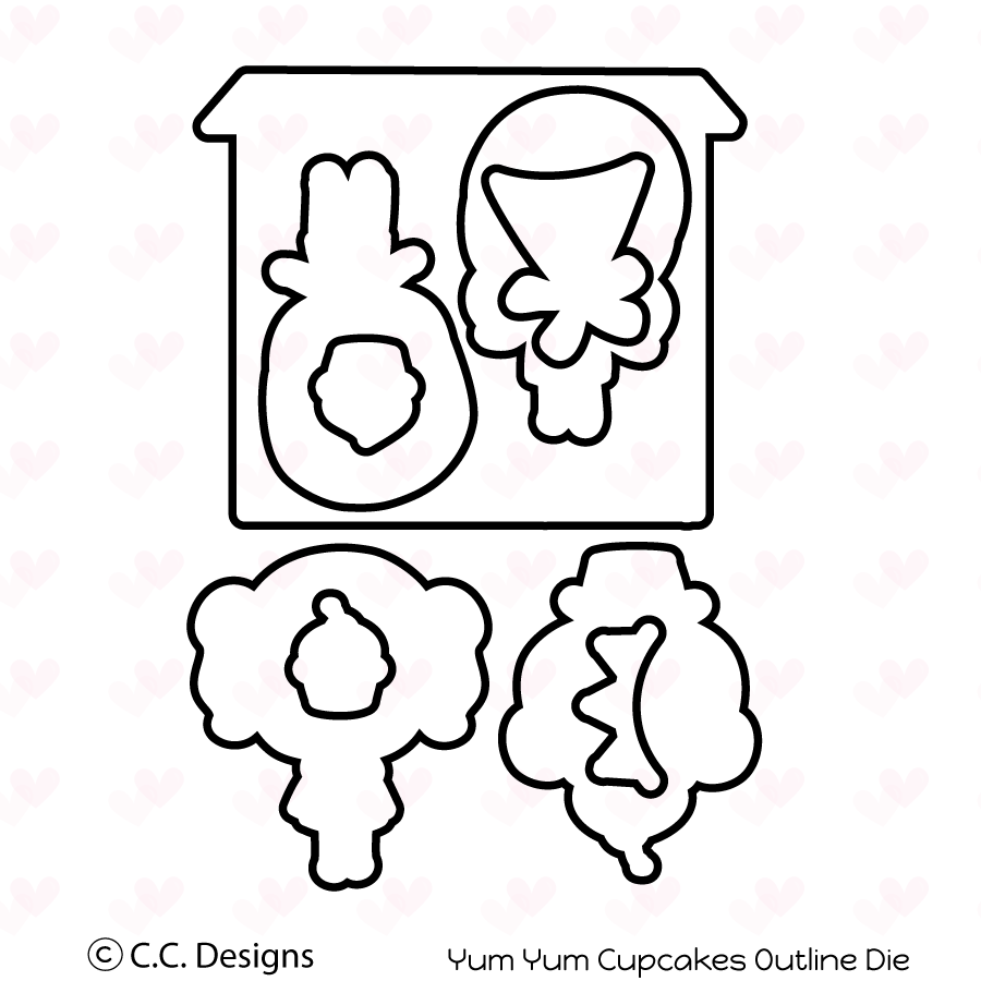 Yum Yum Cupcake Outline Die