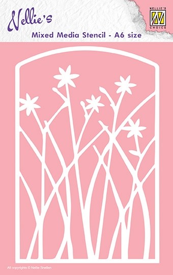 Mixed Media stencil A6 size "Frame with flowers"