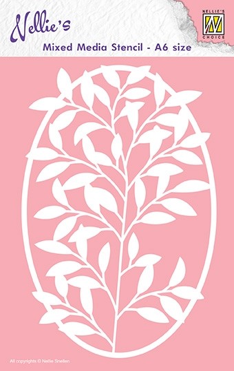 Mixed Media stencil A6 size "Frame with flower-branch"