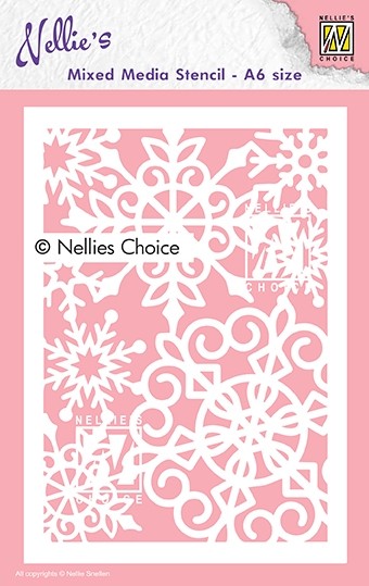 Mixed Media stencil A6 size "Large Snowflakes