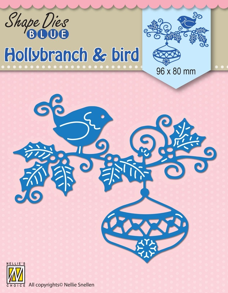 Shape Dies Blue "Holly, bauble & bird" 