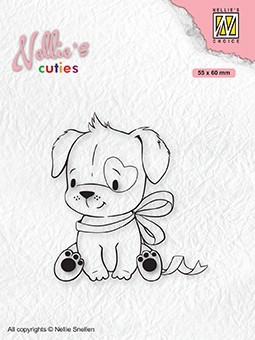 Nellie's Christmas Cuties "Dog with Christmas bow" clear stamps 