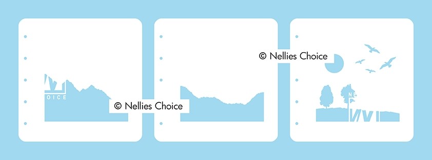 Set of 3 Layered combi stencils "Nature scene-1"