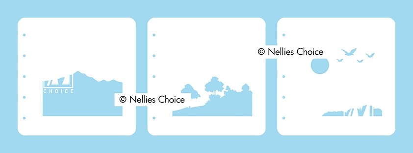 Set of 3 Layered combi stencils "Nature scene-2"