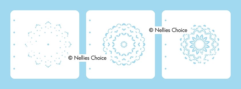 Set of 3 Layered combi stencils "Mandala-1"