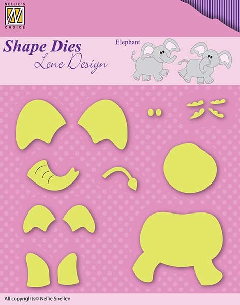  Shape Dies Lene Design Baby-serie "build-up elephant"