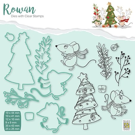 Rowan Dies&clear stamps sets "Christmas mouse-3" "Christmas tree"