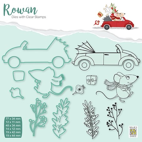 Rowan Dies&clear stamps sets "Christmas mouse-4" "Driving home for Christmas"