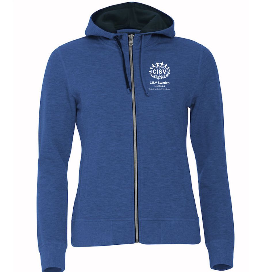 Hoodjacka Full Zip CISV Linköping, blåmellerad