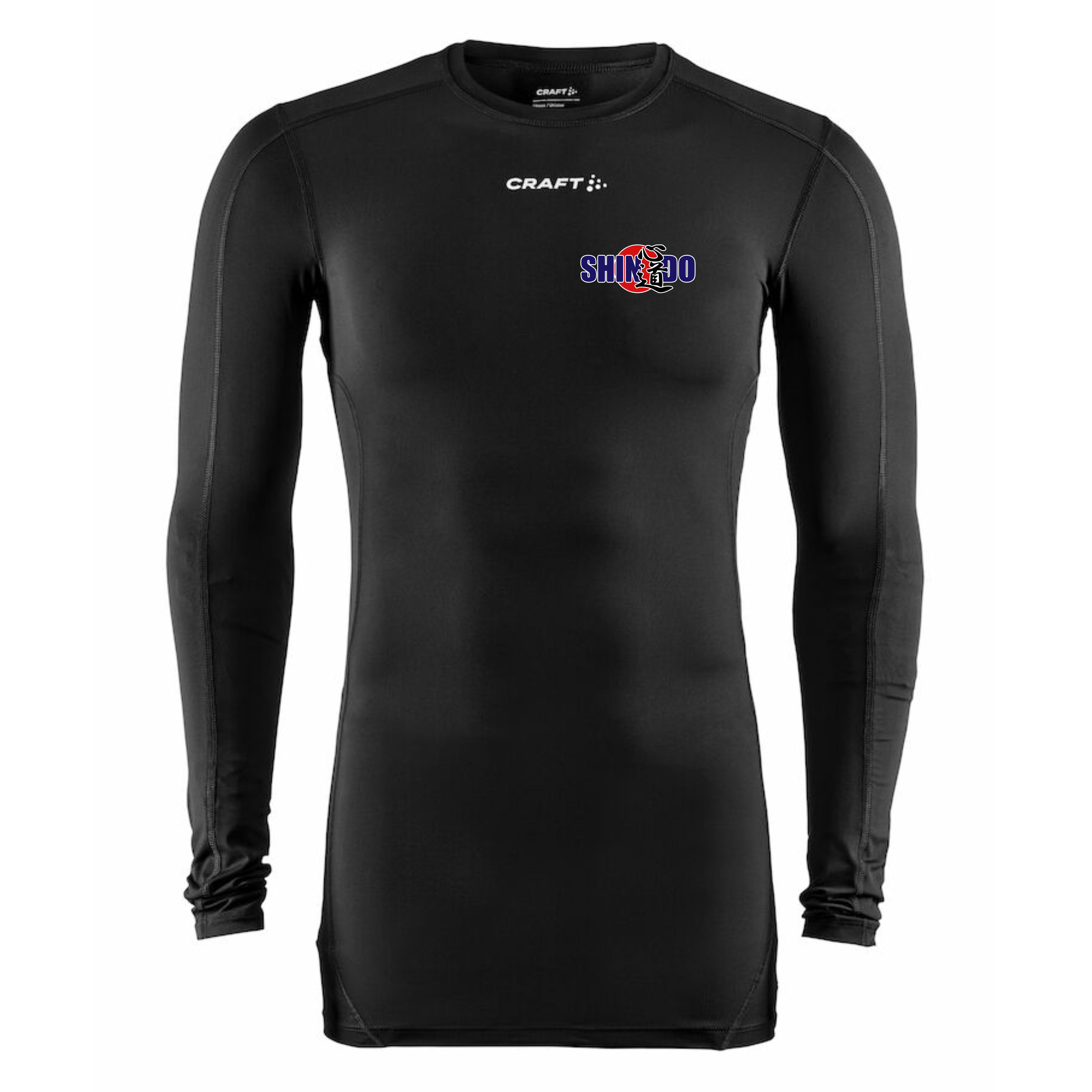 Tröja Craft Compression lång ärm Budoklubben Shindo, vit, UNISEX, svart