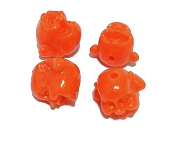 Resinpärla Buddha 15 mm orange 4 st