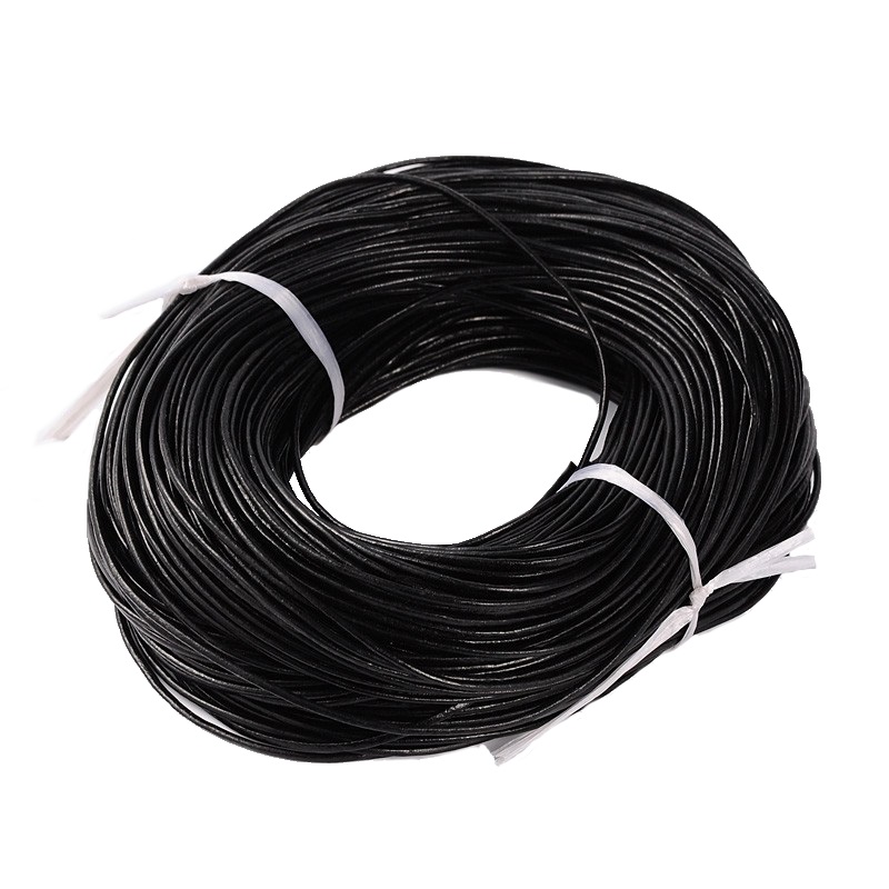 Runt läderband 2 mm – svart, 3 meter - 2