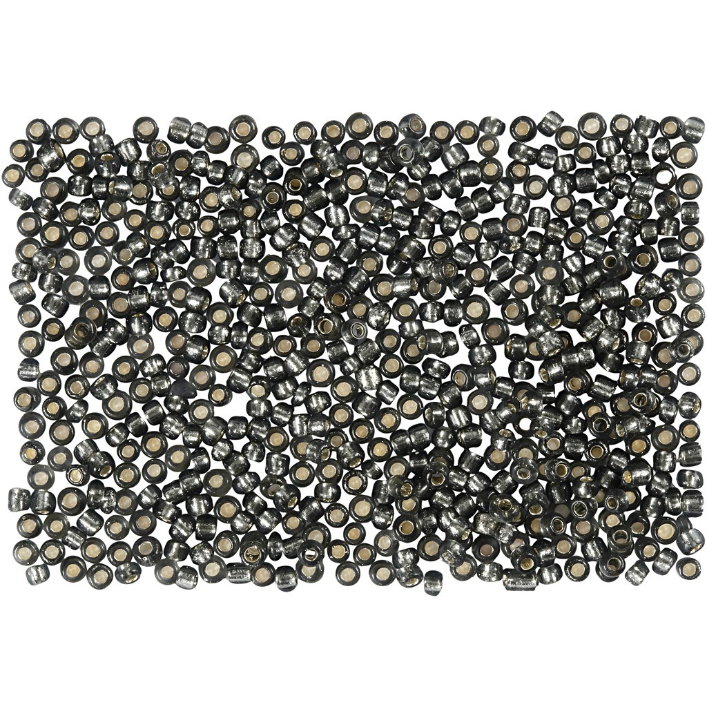 Seedbeads 8/0 grå silverfoil