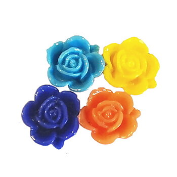 Cabochon blomma i resin blå mix