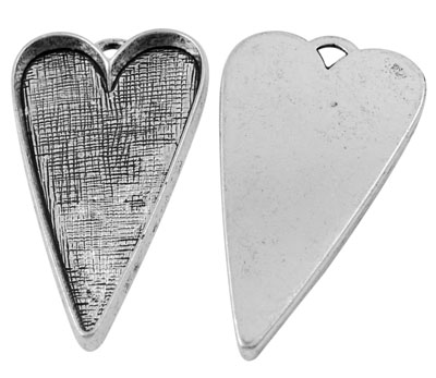 Cabochonfäste hjärta antiksilver 3st 