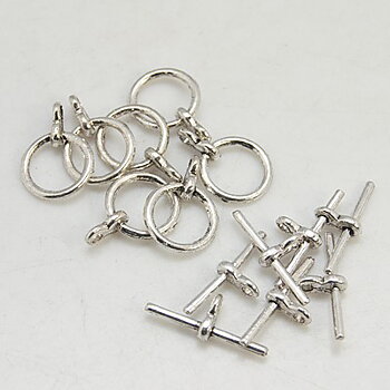 Runt togglelås 12 mm silverfärgad metall 4-pack