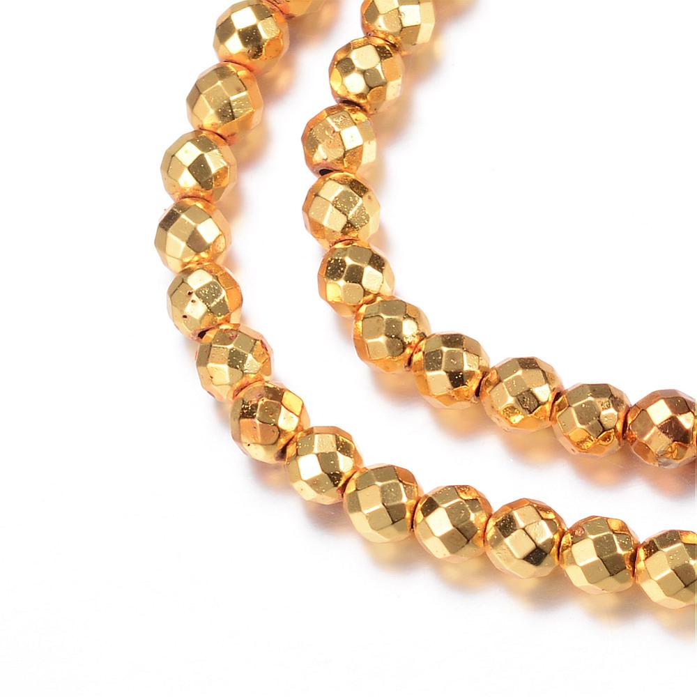 Hematit mini facetterad 2mm guld - 2