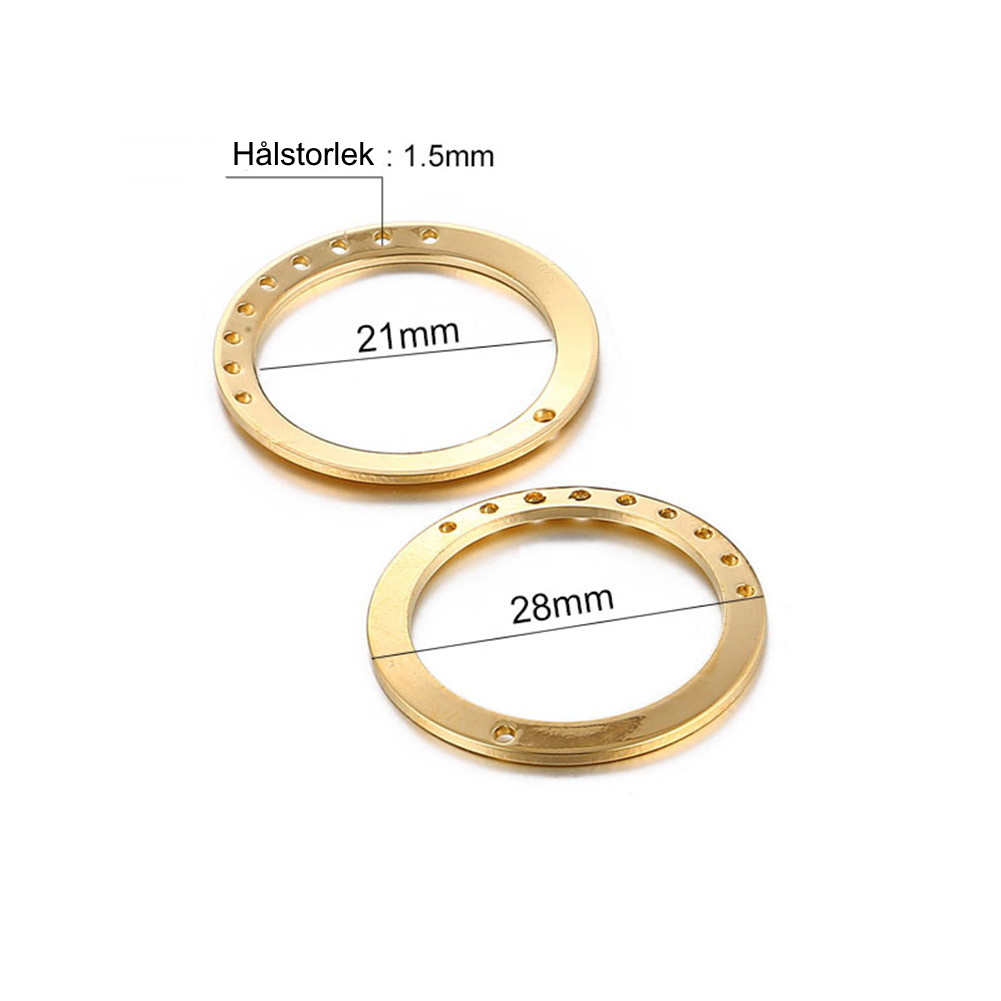 Cirkelconnector 28 mm guldfärgad mässing 2-pack - 2