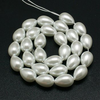 Glaspärlor droppe pärlvit 13 mm 10 st