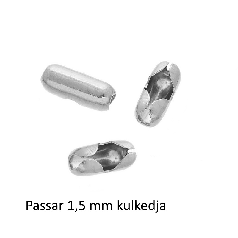 Låsfäste till kulkedja 1,5 mm mässing 25-pack