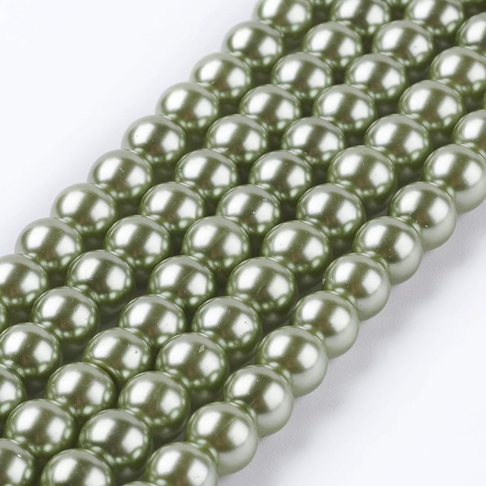 Glasvax 6mm ljus oliv på sträng - 4