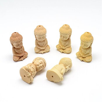 Resinpärla Buddha 38 mm träimitation 