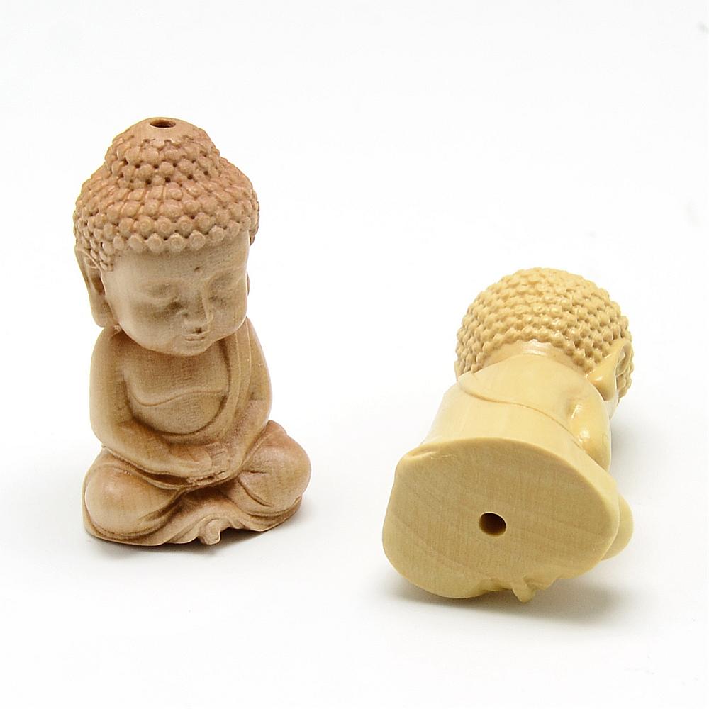 Resinpärla Buddha 38 mm träimitation 