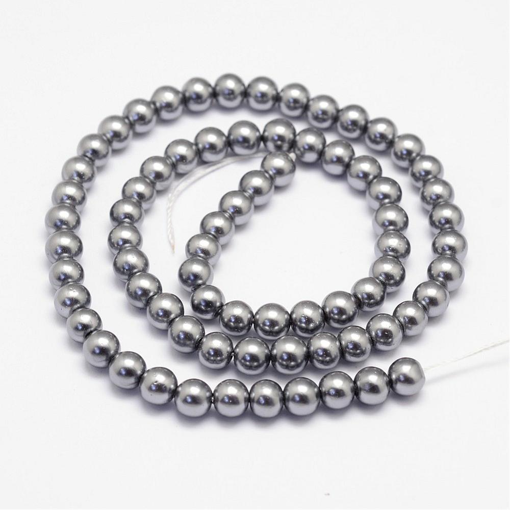 Glasvax 8mm silver på sträng