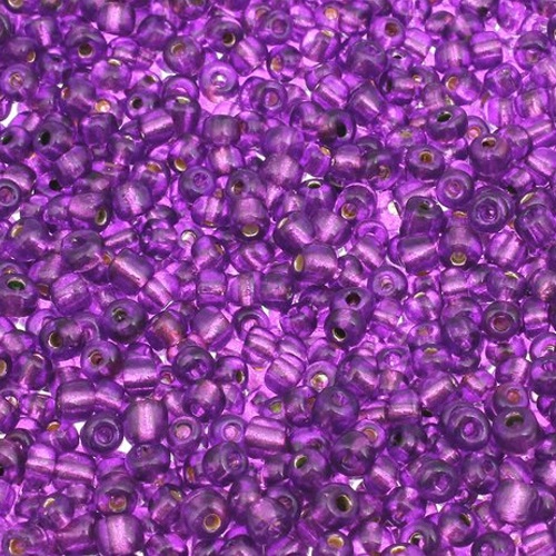 Seedbeads 6/0 lila silverfoil