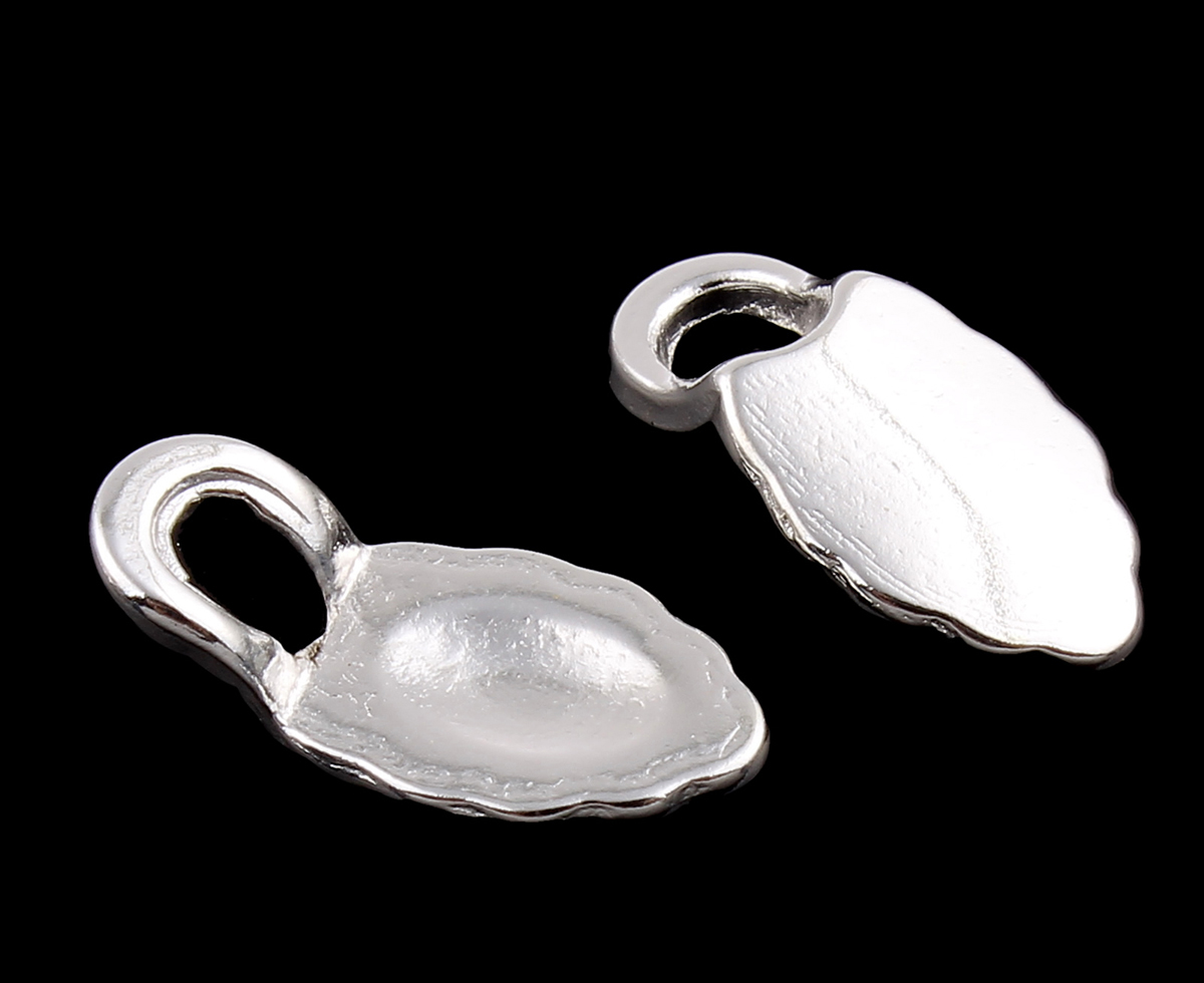 Bakstycken mini löv fästen silver 10st