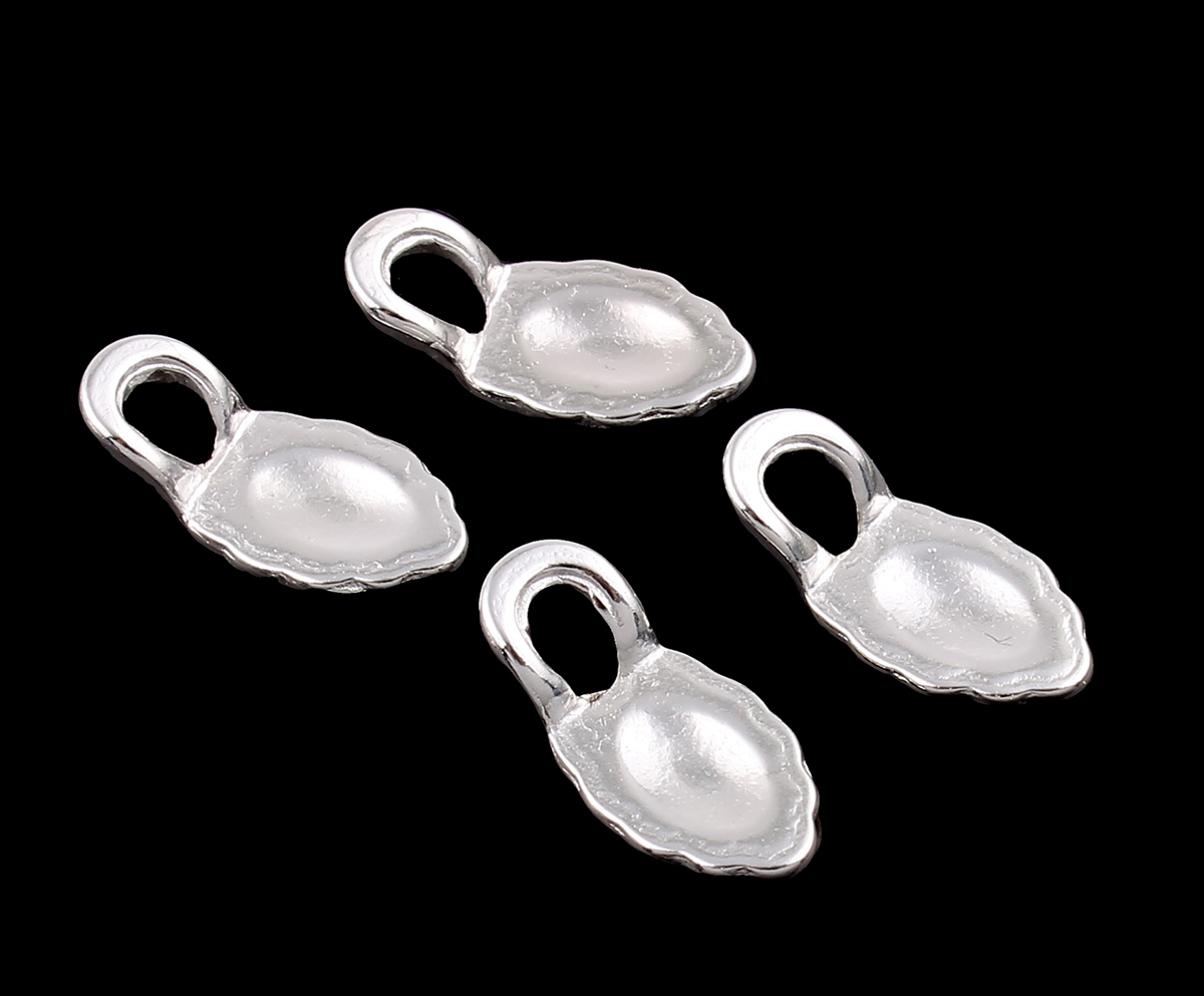 Bakstycken mini löv fästen silver 10st - 2