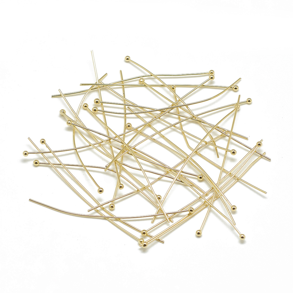 Hattpinnar förgylld mässing 50×0,6 mm – 20 st